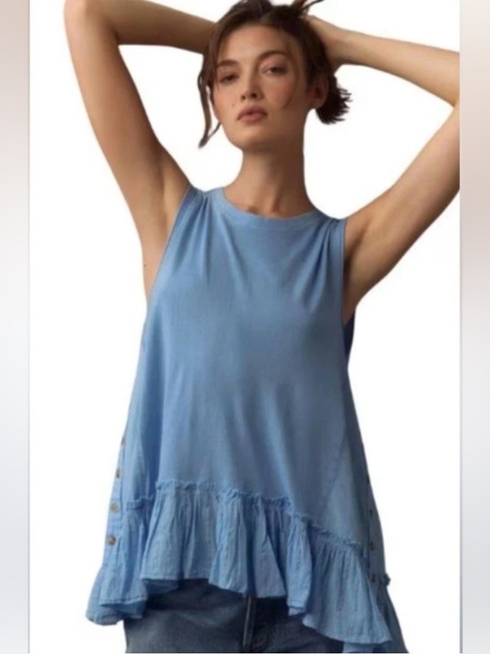 Pilcro Tops - Pilcro Ruffled Babydoll Muscle Tank – Blue | Size Small